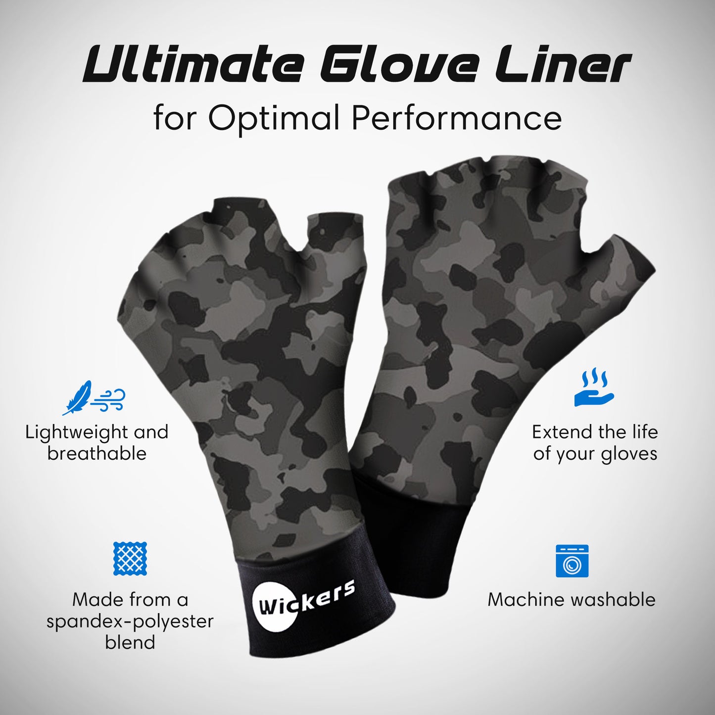 Gray Camo Wickers Glove Liners